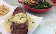 FILÉ AO MOLHO DE MOSTARDA, ALHO E BROCOLIS
